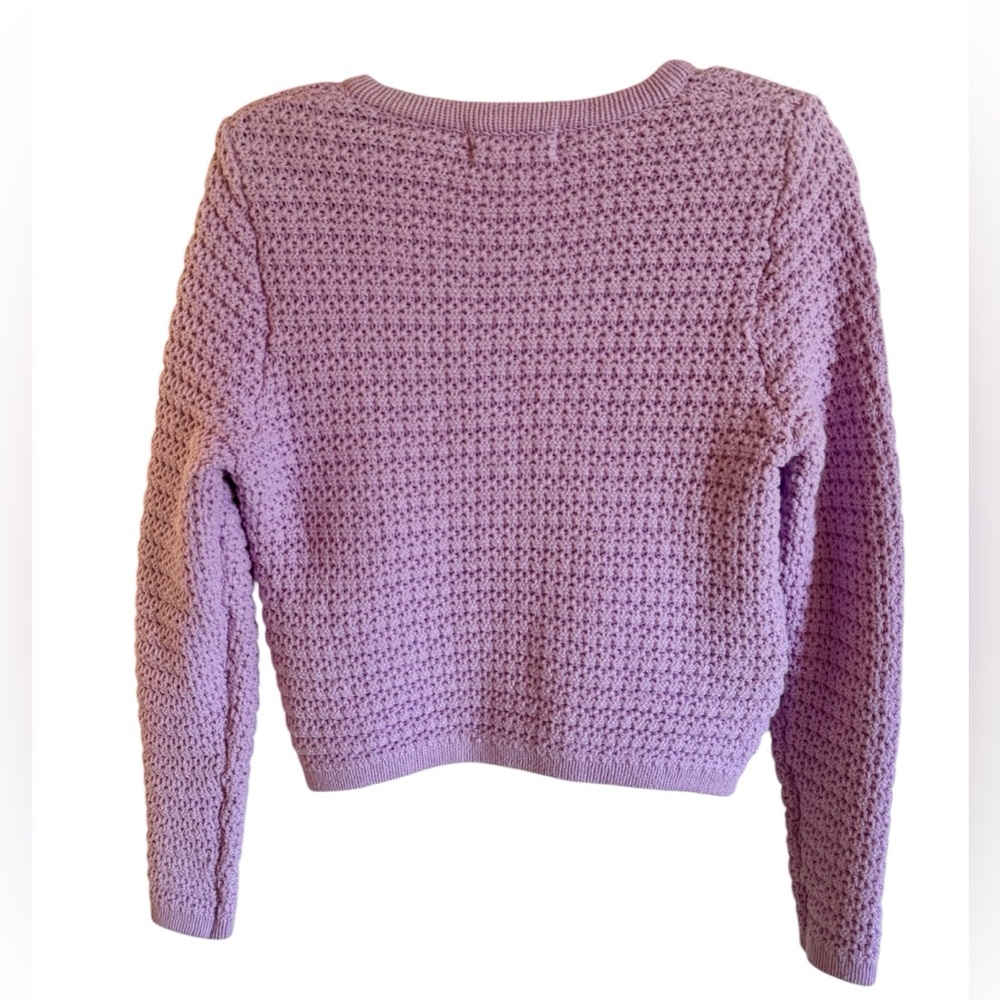 Dear John Pink Knit Cardigan Gold Button Pockets Cropped Sweater Small - Picture 3 of 6